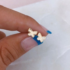 Solid Gold Butterfly Earrings, Solid gold earrings, Screw back earrings, solid gold butterfly stud earrings,  Butterfly gold studs