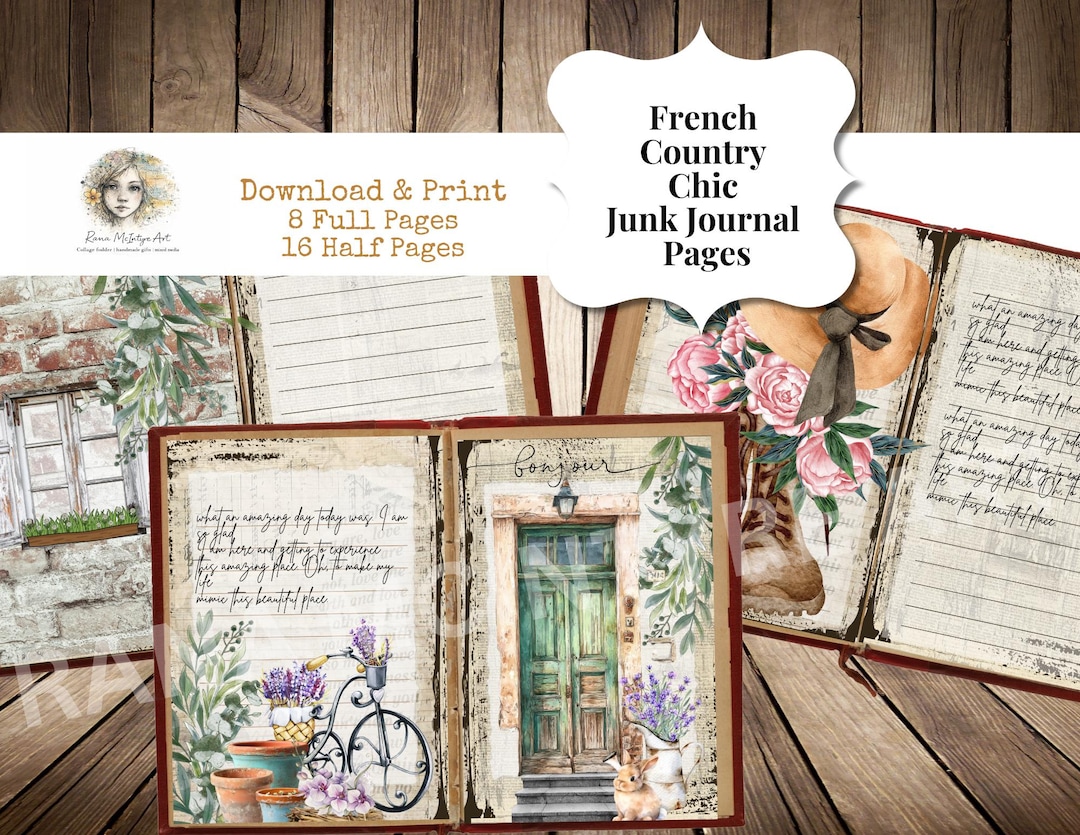 French Country Junk Journal Kit | Shabby Chic Journal Pages | French ...