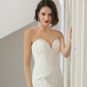 Maggie- Semi Custom Trumpet Wedding Dress- Sweetheart Neckline with Beaded Sequin Floral Lace - Custom Wedding Dress