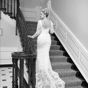 Elizabeth E Heavily Beaded All Ivory colored wedding dress, Elegant Wedding Dress, Custom made, Beaded Wedding Dress, Fitted, Sleeves image 2