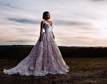 ivory/blush pink bridal floral dress inga ezergale design rose collection. Wedding dress Rose Collection from Inga Ezergale design