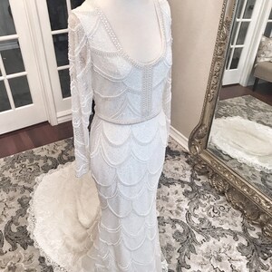 Elizabeth E Heavily Beaded All Ivory colored wedding dress, Elegant Wedding Dress, Custom made, Beaded Wedding Dress, Fitted, Sleeves image 10