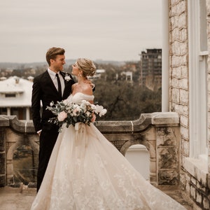 Bella-Unique gold metallic Floral lace champagne and ivory wedding dress, Ball Gown, off the shoulder, sweet heart neckline, Unique wedding image 7