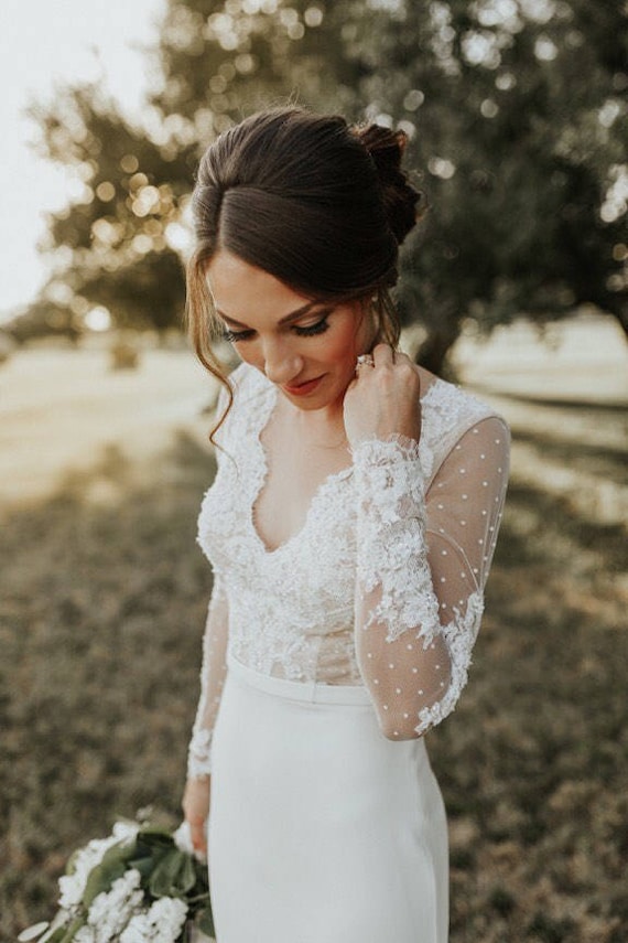 polka dot lace wedding dress