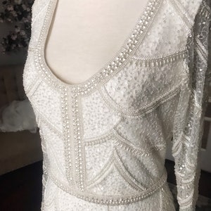 Elizabeth E Heavily Beaded All Ivory colored wedding dress, Elegant Wedding Dress, Custom made, Beaded Wedding Dress, Fitted, Sleeves image 7