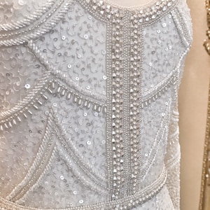 Elizabeth E Heavily Beaded All Ivory colored wedding dress, Elegant Wedding Dress, Custom made, Beaded Wedding Dress, Fitted, Sleeves image 5