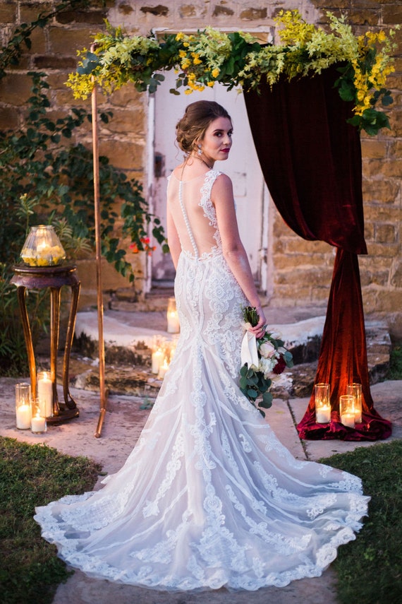 Verona Elegant Lace Wedding Dress Unique Wedding Dress Etsy