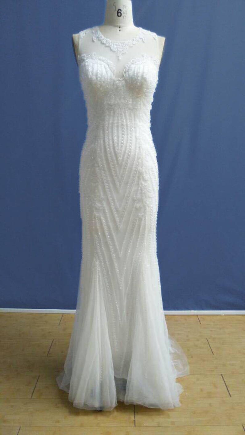 fully beaded wedding gown