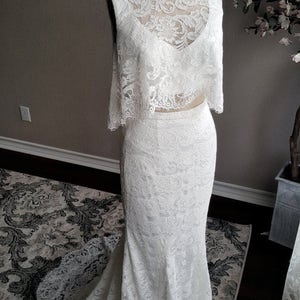 Hadley-Boho Chic 2 piece wedding dress, Beach wedding dress, boho lace wedding dress, top and skirt wedding dress, unique wedding dress, image 5