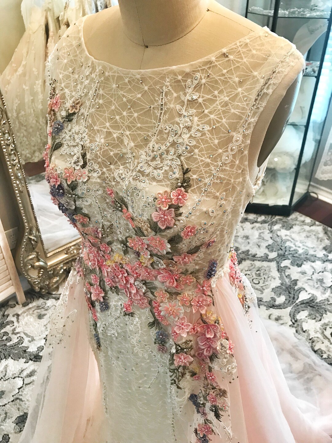Alice- Floral Unique Colored Wedding Dress; Beaded Colored Wedding ...
