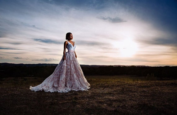 Rosie Custom Rose Lace Wedding Dress 
