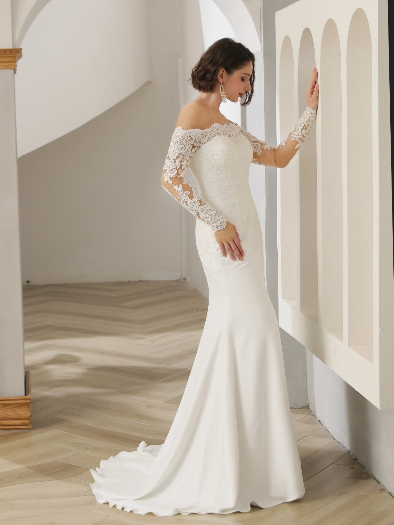 off the shoulder lace fit and flare wedding dress Casablanca Bridal 2544 Geneve Wedding Dress Fit And Flare Illusion Bodice Off The Shoulder Sweetheart Neckline Floral Lace Appliques Wedding Gown 22 /