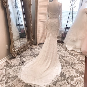 Elizabeth E Heavily Beaded All Ivory colored wedding dress, Elegant Wedding Dress, Custom made, Beaded Wedding Dress, Fitted, Sleeves image 8