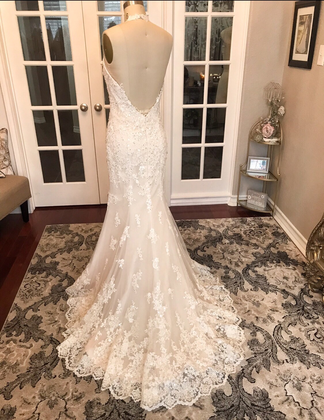 Erina Vestido de novia de encaje de cuentas de rubor pálido | Etsy México