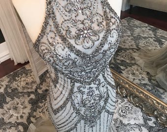 Ivy- Ornamental Grey Wedding Dress, Evening Gown, Custom Design,colored  Wedding Dresses, Full Beaded Wedding Dress, Mother of the Bride, - Etsy  Denmark