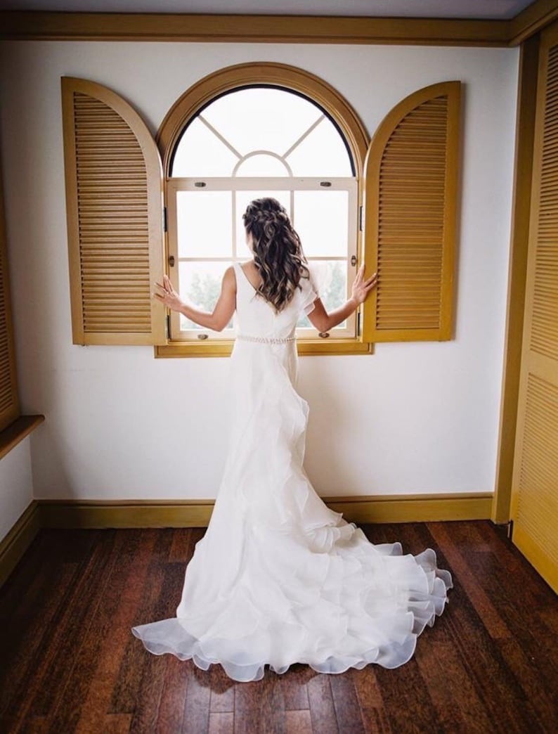 Nikki Organza Fitted Ruffle Wedding Dress Beach Wedding Etsy