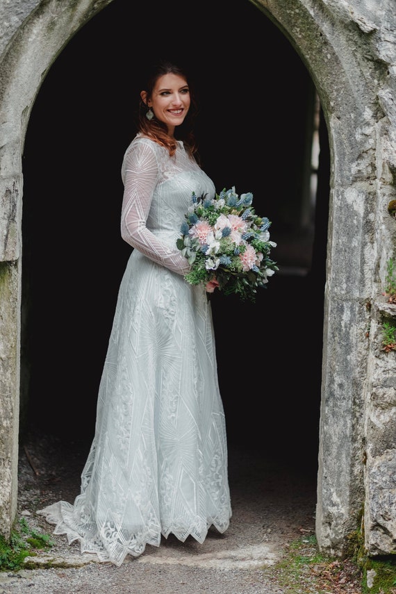 Wedding dress geometric lace cheap