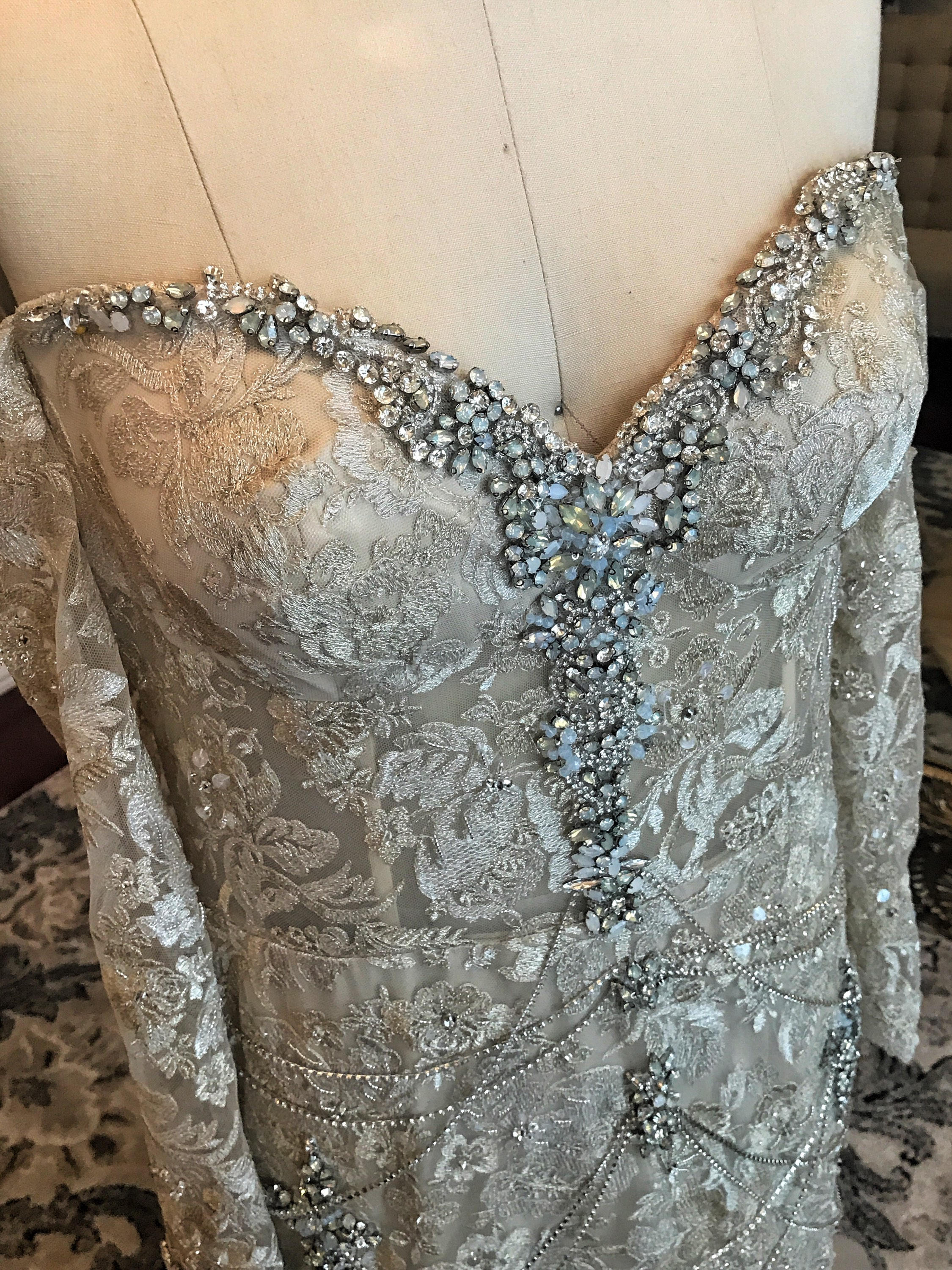 Moonstonegold Metallic Beaded Wedding Dress Moonstone Etsy