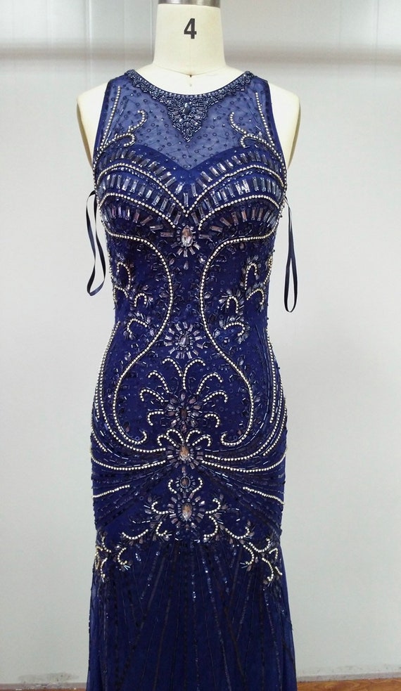 Custom Navy Beaded Evening Gown: Fitted Mother of the Bride Dress - Etsy Custom Navy Beaded Evening Gown: Fitted Mother of the Bride Dress - Etsy