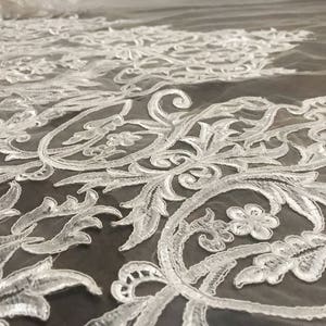 Royal Length Sequined Unique Lace Veil, Drop Style Veil, Custom bridal veil, Cathedral Length Veil, unique wedding veils, lace drop veil image 10