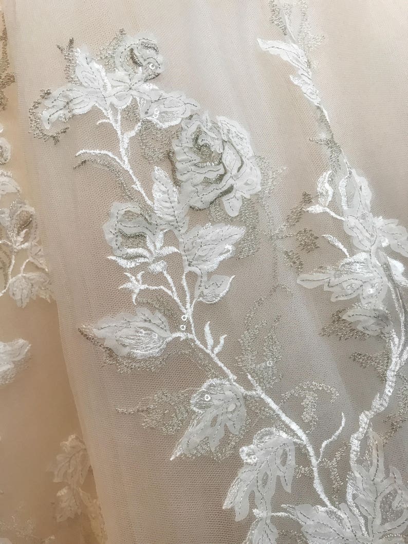 Bella-Unique Lace Floral champagne and ivory wedding dress, Ball Gown, puffy Wedding dress, off the shoulder, sweet heart neckline, roses, image 8