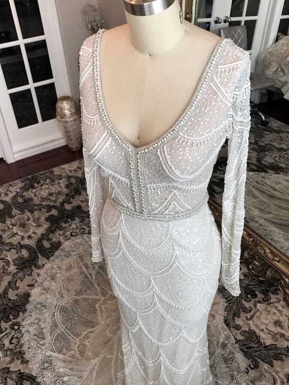 Art Deco Full Beaded Wedding Dress ...
