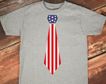 Boys July 4th Shirt | Mens July 4th Shirt | Patriotic Shirt | Boys July 4th Shirt | Americam Flag Tie Shirt | Funny July 4th Shirt | Flag Ti