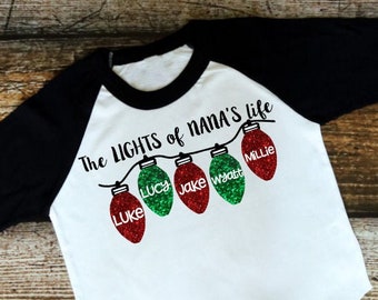 Christmas Shirt for Women, Women's Christmas Shirt, Grandma Shirt, Nana Shirt, Grammy Shirt, Gift for Grandma, Grandkids Names Shirt Christm