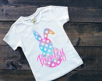 Girls Easter Shirts | Easter Shirts for Girl | Personalized Easter Shirt | Monogrammed Easter Shirt | Rainbow Bunny Shirt | Watercolor Bunny