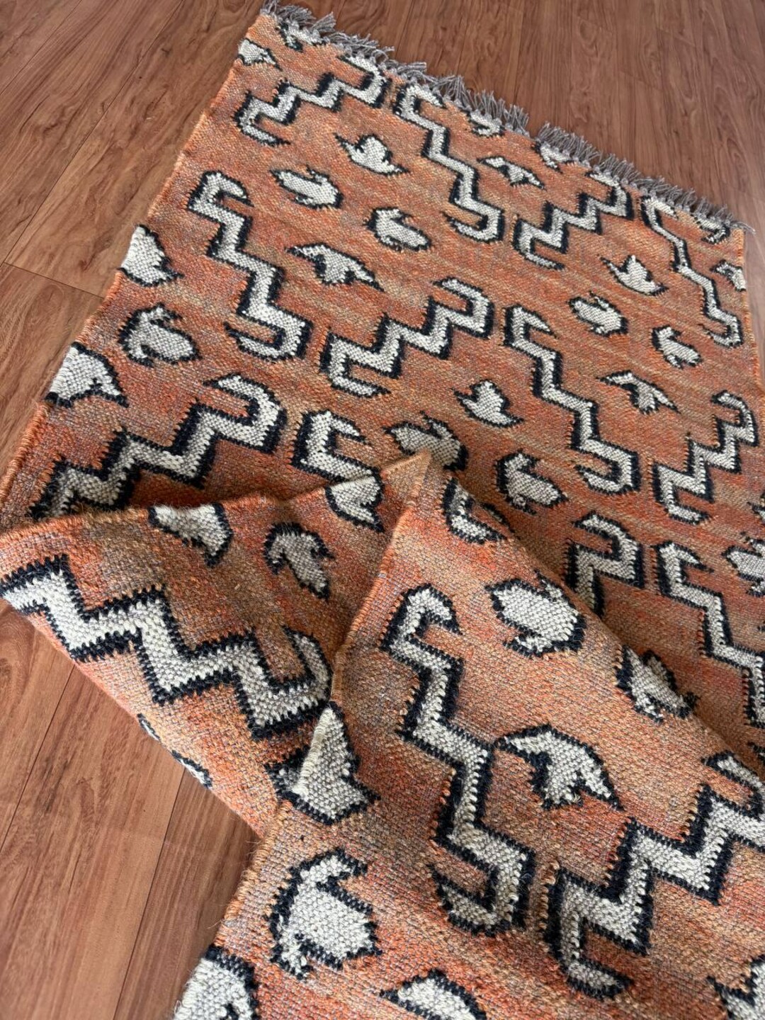 Merida Stair Rug Kilim Stair Runner Rug, Geometric Hallway Runner, Boho Wool Jute ...