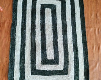 Handwoven Braided Jute Rug, Natural Fiber Rug, boho Rustic Eco Friendly Rug, Neutral Jute Living Room Rug, Reversible Jute Mat