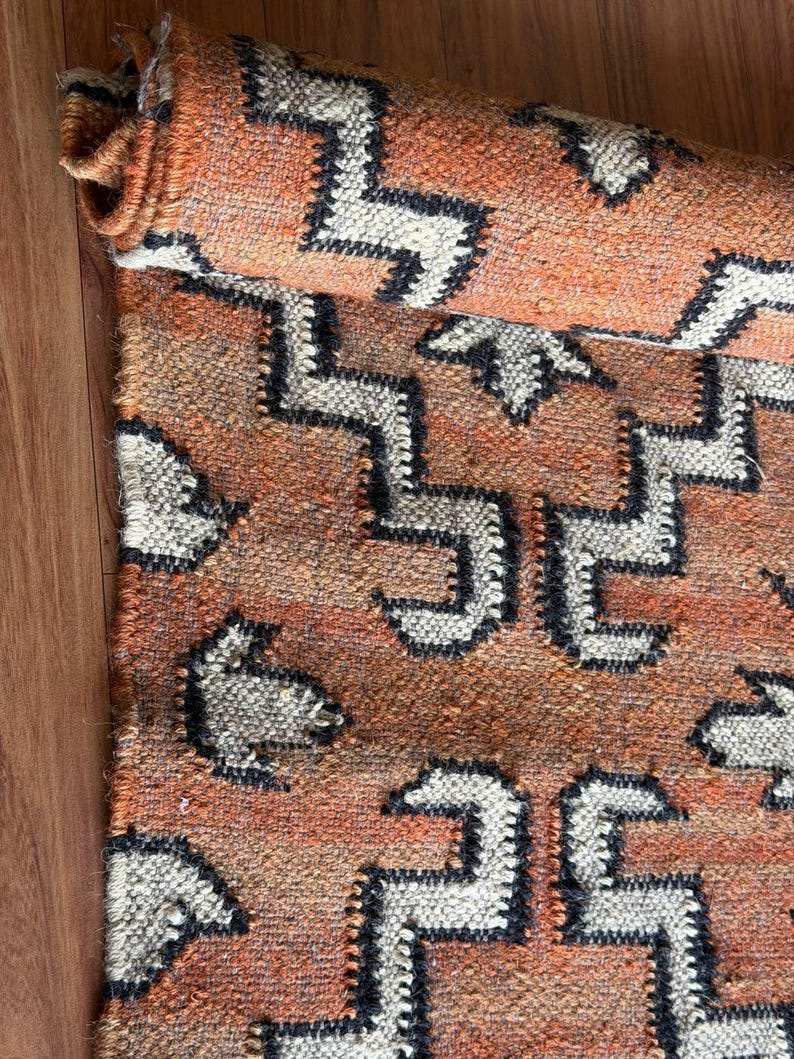 Merida Stair Rug Kilim Stair Runner Rug, Geometric Hallway Runner, Boho Wool Jute ...