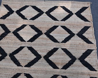 6x9, 8x10 ft Black solid Natural Hemp Jute Rugs-Extra Large Jute Rugs entryway Jute Rugs ,Solid jute Rug, Large Area Hemp For Hallway Carpet