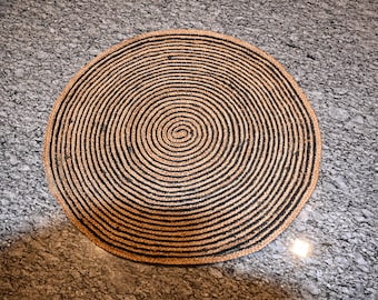 Psychedelic Rug, Jute Round Area Rug, Braided Round Rug, Round Jute Rug, Circle Area Rug, Round Kitchen Rug, Round Bedside Rug, Bathroom Rug