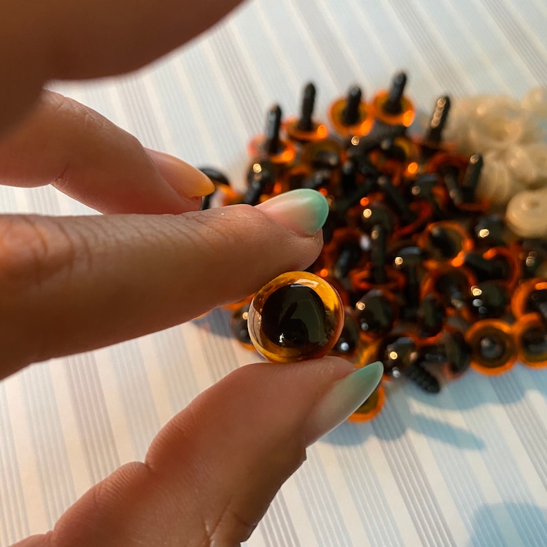 Sicherheitsaugen Teddy orange transparent 14mm, Augen für Amigurumi Bären zdjęcie 3