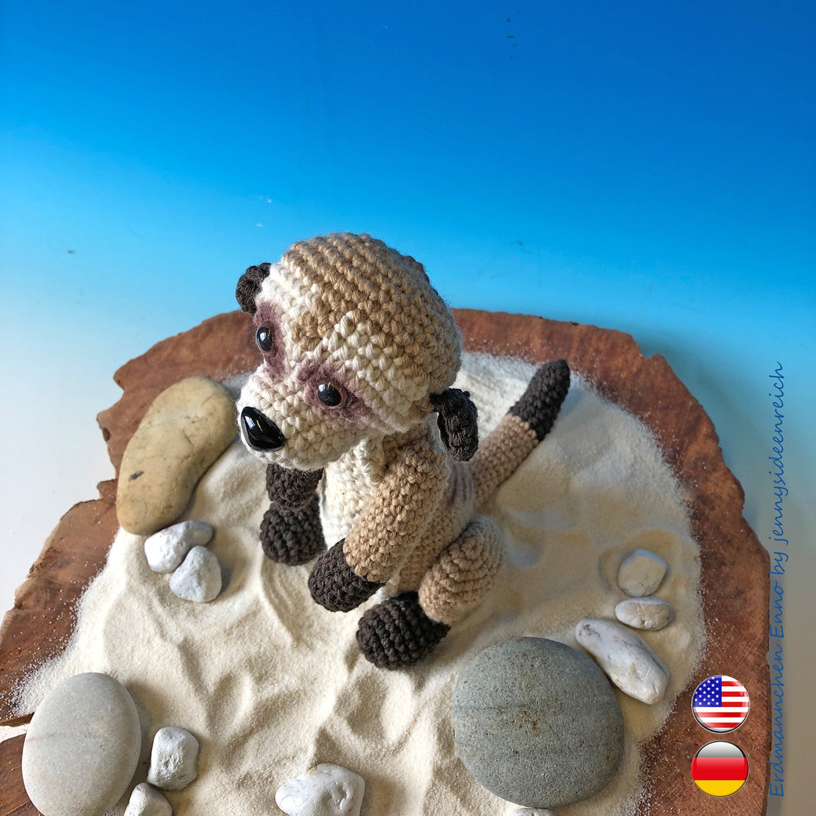 Häkelanleitung Amigurumi Erdmännchen Enno (DEUTSCH + ENGLISCH ...