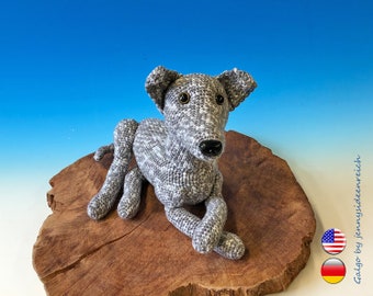 Windhund Galgo Amigurumi Häkelanleitung (DEUTSCH + ENGLISCH), Hund liegend häkeln, Anleitung für einen Greyhound von jennysideenreich