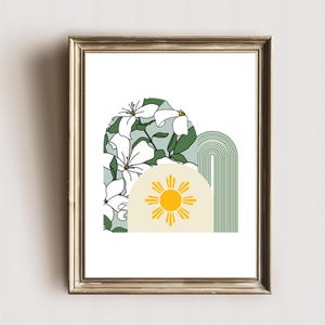arte de la pared filipina / sol filipino / sampaguita / flor nacional / cartel de filipinas / regalo de filipinas / decoración del hogar filipino