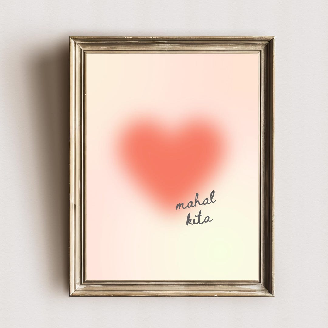Mahal Lettering Tagalog Design Mahal Kita | Filipino Wall Art | Aura Heart | Philippines Art | I Love ...