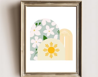 filipino wall art | filipino sun | sampaguita | national flower | philippines poster | philippines gift | filipino home decor