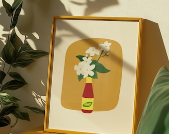 Filipino Banana Ketchup Wall Art – Sampaguita Flower Printable, Funny Filipino Digital Download, Cultural Kitchen Decor