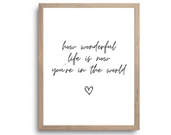 Nursery Wall Art | How Wonderful Life Is Now You're in The World | Nursery Prints | Baby Shower Gift | Digital Download