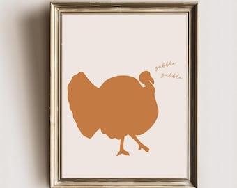 turkey print | gobble gobble| thanksgiving art | happy thanksgiving | fall decor | friendsgiving |digital download