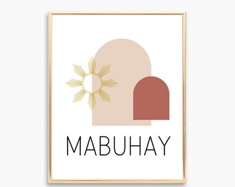 Mabuhay-Druck | philippinische Wandkunst | Boho-Stil | Philippinen Poster | Philippinisches Zuhause | Tagalog-Kunst | Willkommensschild | philippinischer Gruß