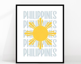 filipino wall art | filipino sun  | national flower | philippines poster | philippines gift | filipino home decor