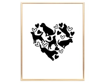 Labrador Love in Black | Dog Lover | Pet Wall Prints | Heart of Dogs | Dog Mom Art | Printable Art | Digital Download