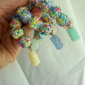 Kids Charm Bracelet, Friendship gift, Gummy Bear Bracelet, Rainbow Candy beads