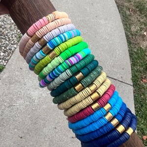 7mm accent bracelet, heishi bracelet, poly clay beaded bracelet, multi color bracelets