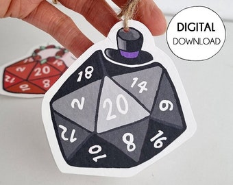 DnD wedding favours, DIY fantasy wedding decor, D20 dice garland, printable