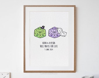 Dungeons and Dragons Wedding Gift, Funny DnD Print for Married Couple